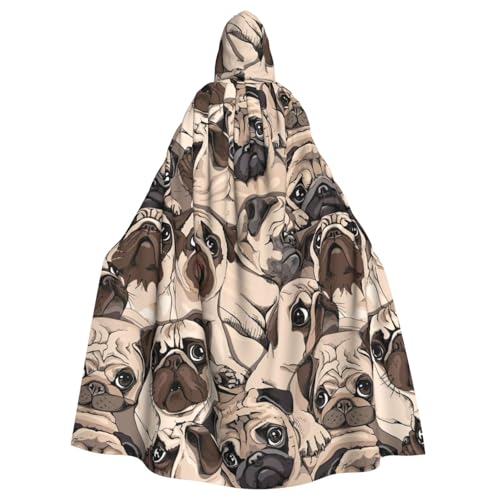EnkzpoHen Kapuzenumhang mit lustigem Mopsmuster, Unisex, Halloween, Maskerade, Cosplay von EnkzpoHen