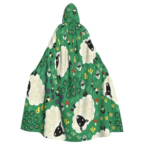 EnkzpoHen Kapuzenumhang mit niedlichem Cartoon-Schaf-Druck, Unisex, Halloween, Maskerade, Cosplay EnkzpoHen Kapuzenumhang mit niedlichem Cartoon-Schaf-Druck, Unisex, Halloween, Maskerade, Cosplay von EnkzpoHen
