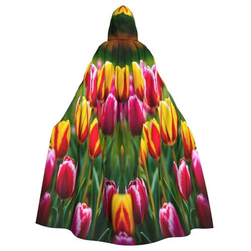 EnkzpoHen Kapuzenumhang mit rosa Tulpenmuster, Unisex, Halloween, Maskerade, Cosplay von EnkzpoHen
