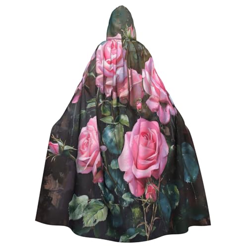 EnkzpoHen Kapuzenumhang mit rosa frischen Rosen, Unisex, Halloween, Maskerade, Cosplay von EnkzpoHen