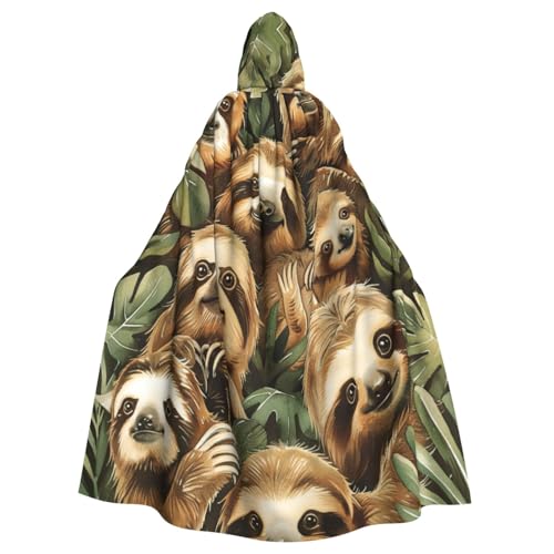 EnkzpoHen Kapuzenumhang mit süßem Faultier-Druck, Unisex, Halloween, Maskerade, Cosplay von EnkzpoHen