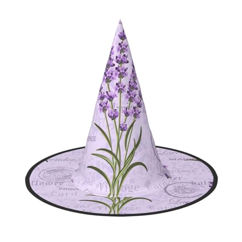 EnkzpoHen Lavendel-Stempel-Druck, Halloween-Zaubererhut, bequem, leicht, Festivals, Party, Kopfbedeckung von EnkzpoHen