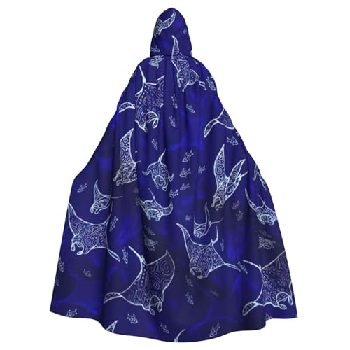 EnkzpoHen Manta Ray und Fisch-Druck, Kapuzenumhang, Unisex, Halloween, Maskerade, Cosplay von EnkzpoHen