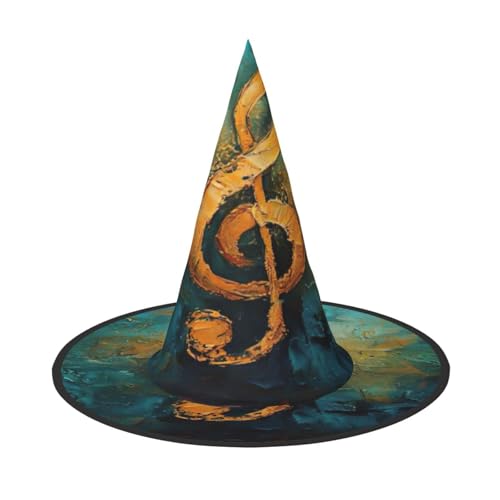 EnkzpoHen Musik-Symbol-Druck, Halloween-Zaubererhut, bequem, leicht, Festivals, Party, Kopfbedeckung von EnkzpoHen