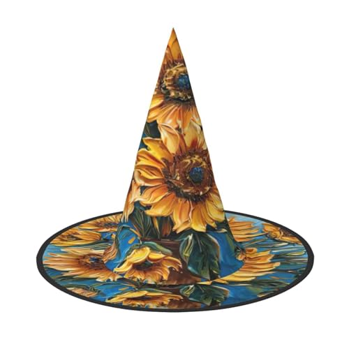 EnkzpoHen Ölgemälde, Sonnenblumen-Druck, Halloween-Zauberer-Hut, bequem, leicht, Festivals, Party, Kopfbedeckung EnkzpoHen Ölgemälde, Sonnenblumen-Druck, Halloween-Zauberer-Hut, bequem, leicht, Festivals, Party, Kopfbedeckung von EnkzpoHen
