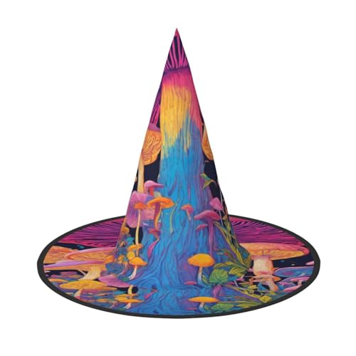 EnkzpoHen Pilzaufdruck, Halloween-Zaubererhut, bequem, leicht, Festivals, Party, Kopfbedeckung von EnkzpoHen