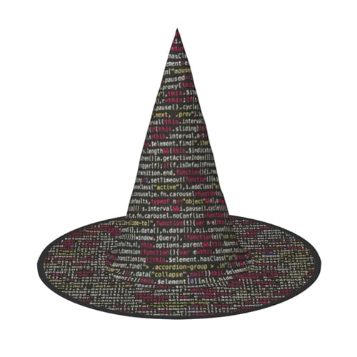 EnkzpoHen Programmier-Code-Druck, Halloween-Zauberer-Hut, bequem, leicht, Festivals, Party, Kopfbedeckung von EnkzpoHen