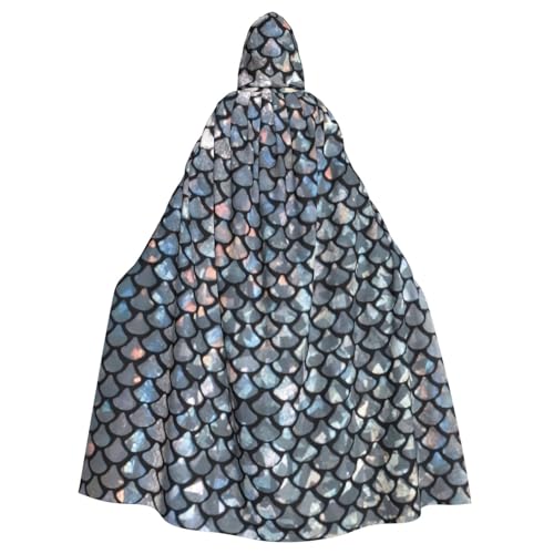 EnkzpoHen Silberfarbener Kapuzenumhang mit Fischschuppen-Druck, Unisex, Halloween, Maskerade, Cosplay EnkzpoHen Silberfarbener Kapuzenumhang mit Fischschuppen-Druck, Unisex, Halloween, Maskerade, Cosplay von EnkzpoHen