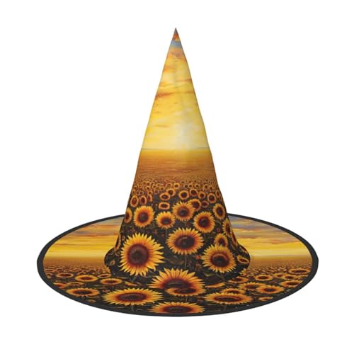 EnkzpoHen Sonnenblumenfeld, Sonnenuntergang, Blumenmeer, Druck, Halloween-Zaubererhut, bequem, leicht, Festivals, Party, Kopfbedeckung EnkzpoHen Sonnenblumenfeld, Sonnenuntergang, Blumenmeer, Druck, Halloween-Zaubererhut, bequem, leicht, Festivals, Party, Kopfbedeckung von EnkzpoHen