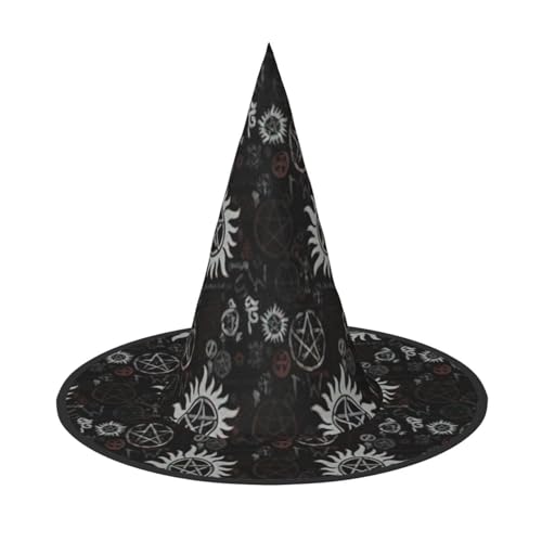 EnkzpoHen Supernatural Symbole schwarzer Halloween-Zaubererhut, bequem, leicht, für Festivals, Partys, Kopfbedeckung EnkzpoHen Supernatural Symbole schwarzer Halloween-Zaubererhut, bequem, leicht, für Festivals, Partys, Kopfbedeckung von EnkzpoHen