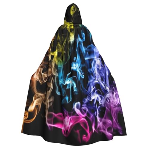 EnkzpoHen Umhang mit Kapuze und buntem Rauchdruck, Unisex, Halloween, Maskerade, Cosplay von EnkzpoHen
