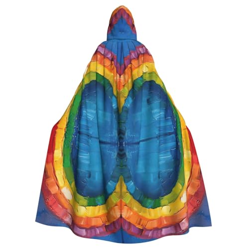EnkzpoHen Umhang mit Kapuze und kleinem Regenbogen-Druck, Unisex, Halloween, Maskerade, Cosplay von EnkzpoHen