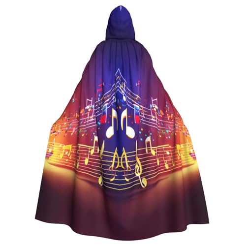 EnkzpoHen Umhang mit bunten Musiknoten mit Kapuze, Unisex, Halloween, Maskerade, Cosplay von EnkzpoHen