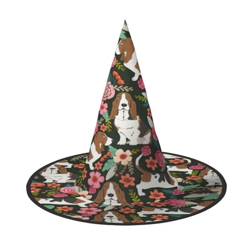 Halloween-Zaubererhut mit Hunde- und Blumendruck, bequem, leicht, Festivals, Party, Kopfbedeckung Halloween-Zaubererhut mit Hunde- und Blumendruck, bequem, leicht, Festivals, Party, Kopfbedeckung von EnkzpoHen