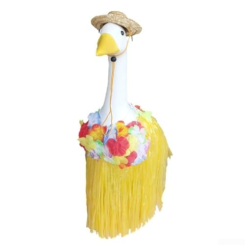 Entgoinggo Sommer-Strand-Gans-Outfit, Grasrock, Strohhut, Rasen-Ornament, Dekoration, hawaiianischer Stil, Veranda, Dekoration für den Außenbereich, Gartenparty, festlich Entgoinggo Sommer-Strand-Gans-Outfit, Grasrock, Strohhut, Rasen-Ornament, Dekoration, hawaiianischer Stil, Veranda, Dekoration für den Außenbereich, Gartenparty, festlich von Entgoinggo