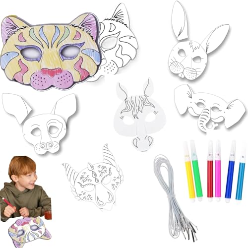 Envenzo DIY Malen Sie Ihre Gesichtsmasken Set für Kinder Basteln Spaß Aktivität Geburtstage Party Tiermasken für Geburtstage Party Dress Up Envenzo DIY Malen Sie Ihre Gesichtsmasken Set für Kinder Basteln Spaß Aktivität Geburtstage Party Tiermasken für Geburtstage Party Dress Up von Envenzo