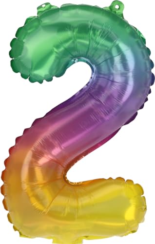 Envenzo Envenzo Zahlen-Folienballon, große Farben, Dekoration 0–9, Geburtstagsparty-Dekoration, Regenbogen, Roségold, Blau, Rosa, Jubiläumsfeiern von Envenzo (Mehrfarbig, Nummer 2) von Envenzo