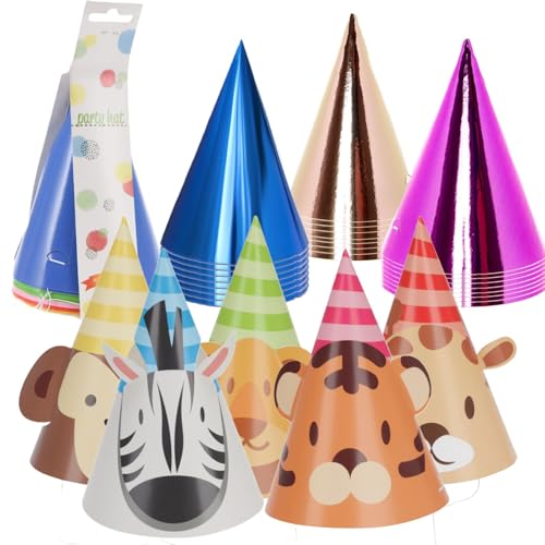 Envenzo Partyhüte für Kinder und Erwachsene, bunt, für Geburtstag, Rosa, Blau, Roségold, mehrfarbig und Dschungel-Themenhüte, 8 Stück, für Halloween, Jahrestag, Partys, Dekoration (Rosa) von Envenzo