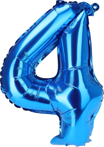 Envenzo Zahlen Folienballon Große Farben Deko 0-9 Geburtstag Party Dekor Regenbogen, Rosegold, Blau, Rosa Jubiläumsfeiern von Envenzo (Blau, Zahl 4) von Envenzo