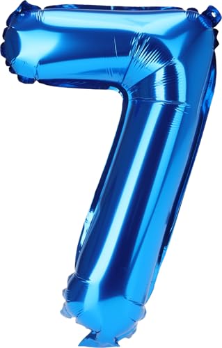 Envenzo Zahlen Folienballon Große Farben Deko 0-9 Geburtstag Party Dekor Regenbogen, Rosegold, Blau, Rosa Jubiläumsfeiern von Envenzo (Blau, Zahl 7) von Envenzo