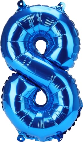 Envenzo Zahlen Folienballon Große Farben Deko 0-9 Geburtstag Party Dekor Regenbogen, Rosegold, Blau, Rosa Jubiläumsfeiern von Envenzo (Blau, Zahl 8) von Envenzo