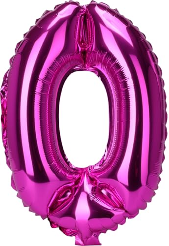 Envenzo Zahlen Folienballon Große Farben Deko 0-9 Geburtstag Party Dekor Regenbogen, Rosegold, Blau, Rosa Jubiläumsfeiern von Envenzo (Rosa, Nummer 0) von Envenzo