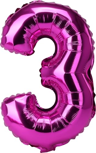 Envenzo Zahlen Folienballon Große Farben Deko 0-9 Geburtstag Party Dekor Regenbogen, Rosegold, Blau, Rosa Jubiläumsfeiern von Envenzo (Rosa, Nummer 3) von Envenzo