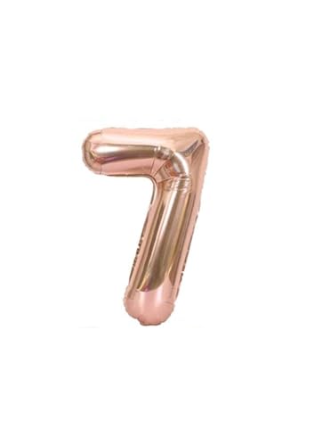 Envenzo Zahlen Folienballon Große Farben Deko 0-9 Geburtstag Party Dekor Regenbogen, Rosegold, Blau, Rosa Jubiläumsfeiern von Envenzo (Roségold, Nummer 7) von Envenzo