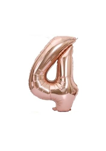 Envenzo Zahlen Folienballon Große Farben Deko 0-9 Geburtstag Party Dekor Regenbogen, Rosegold, Blau, Rosa Jubiläumsfeiern von Envenzo (Roségold, Zahl 4) von Envenzo
