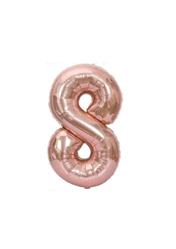 Envenzo Zahlen Folienballon Große Farben Deko 0-9 Geburtstag Party Dekor Regenbogen, Rosegold, Blau, Rosa Jubiläumsfeiern von Envenzo (Roségold, Zahl 8) von Envenzo