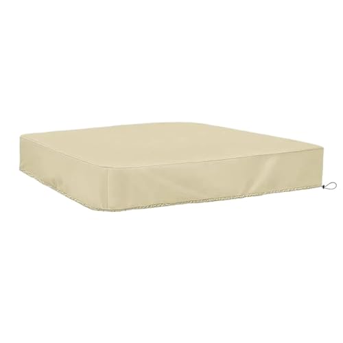 Sandkastenabdeckung Quadratische staubdichte Terrassen-Sandkasten-Abdeckungen, Möbel, Polyester-TAFT, wasserdichter Outdoor-Schutz 190T(Beige,200x200x20cm) von EnxJire