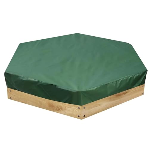 Sandkastenabdeckung Sandkastenabdeckung, quadratisch, wasserdicht, Oxford-Stoff, staubdichter Schutz mit Kordelzug(Green (Hexagon),200x200cm) von EnxJire