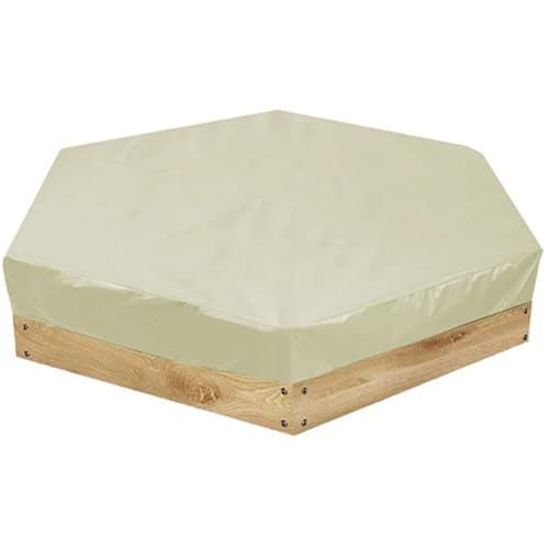 Sandkastenabdeckung Sechseckige Sandkastenabdeckung, wasserdicht, staubdicht, 190T Polyester-TAFT, for den Außenbereich, Sandkastenabdeckungen, Terrassenmöbelschutz(Beige,180x150x20cm) von EnxJire