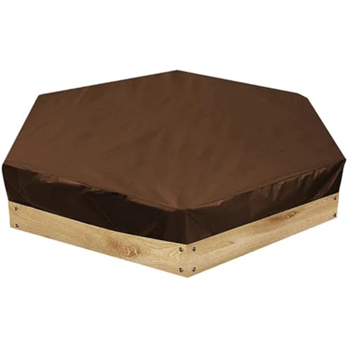 Sandkastenabdeckung Sechseckige Sandkastenabdeckung, wasserdicht, staubdicht, 190T Polyester-TAFT, for den Außenbereich, Sandkastenabdeckungen, Terrassenmöbelschutz(Brown,140x110x20cm) von EnxJire