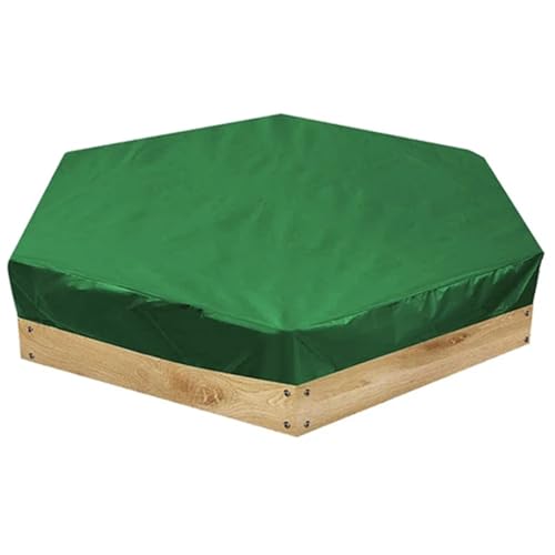 Sandkastenabdeckung Sechseckige Sandkastenabdeckung, wasserdicht, staubdicht, 190T Polyester-TAFT, for den Außenbereich, Sandkastenabdeckungen, Terrassenmöbelschutz(Green,180x150x20cm) von EnxJire