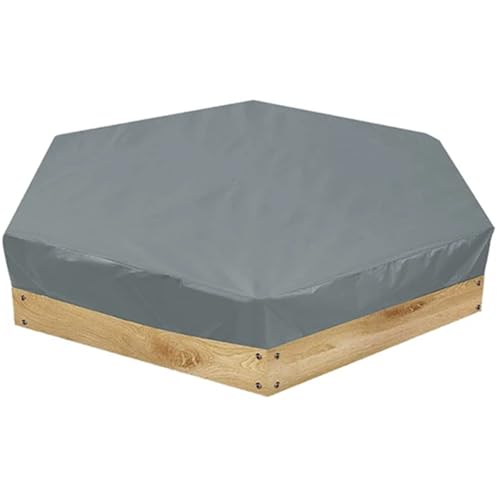Sandkastenabdeckung Sechseckige Sandkastenabdeckung, wasserdicht, staubdicht, 190T Polyester-TAFT, for den Außenbereich, Sandkastenabdeckungen, Terrassenmöbelschutz(Grey,230x200x20cm) von EnxJire