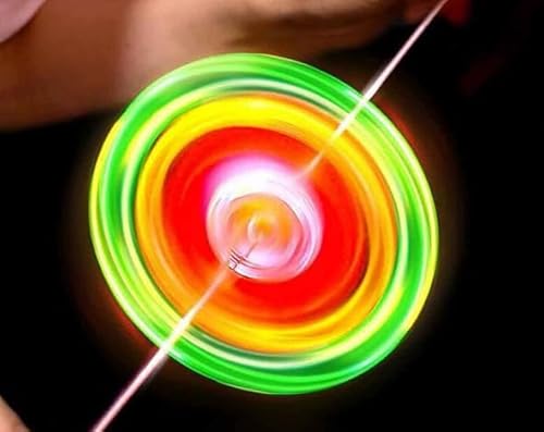 Mehrfarbiges Schwungrad, Regenbogen-Lichtshow-Orbitalblitz, Zugschnur, blinkend, leuchtet im Dunkeln, buntes Leuchten, dreht sich von Enyolidimk