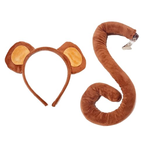 Eoixuqba 2 Set Affe Stirnband und Schwanz Set, Affe Zubehör Kinder, Niedliches Tier Stirnband mit Schwanz, für Cosplay, Karneval, Familientreffen Eoixuqba 2 Set Affe Stirnband und Schwanz Set, Affe Zubehör Kinder, Niedliches Tier Stirnband mit Schwanz, für Cosplay, Karneval, Familientreffen von Eoixuqba