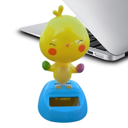 Eoixuqba Figuren Für Autos - Süßes Küken Als Wackelfigur Fürs Auto - Solarenergie Tanzbewegungen Tierfigur rutschfest Deko Accessoire Für Zuhause Büro von Eoixuqba