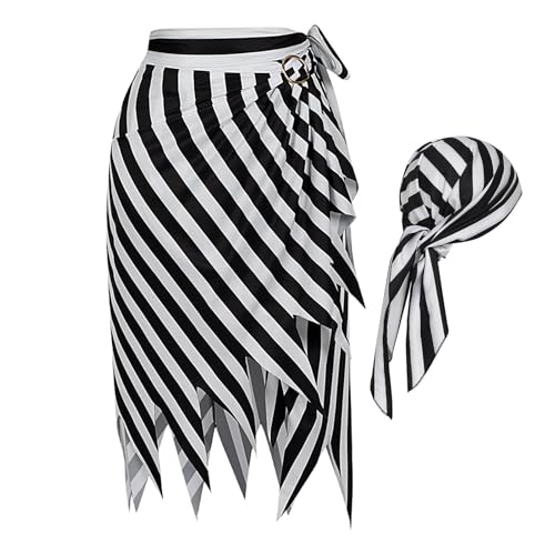 Eoixuqba Halloween-Piratenkostüme für Damen, Rollenspiel, Halloween-Piratenkleid, gestreifte Röcke, Renaissance-Kostüm, Zubehör, Bandana, Kapitän-Outfit für Halloween Eoixuqba Halloween-Piratenkostüme für Damen, Rollenspiel, Halloween-Piratenkleid, gestreifte Röcke, Renaissance-Kostüm, Zubehör, Bandana, Kapitän-Outfit für Halloween von Eoixuqba