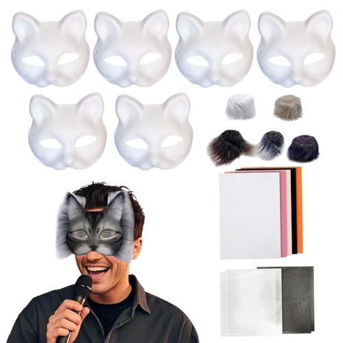 Eoixuqba Pelzige Animal Masque Kit, pelziges Masque -Kit - 18x/set Funny Arts Crafts | Tierkostümzubehör, leere Katze Masque Set für Maskerade, Handwerk, Party Eoixuqba Pelzige Animal Masque Kit, pelziges Masque -Kit - 18x/set Funny Arts Crafts | Tierkostümzubehör, leere Katze Masque Set für Maskerade, Handwerk, Party von Eoixuqba