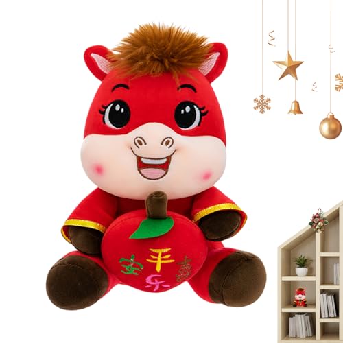 Eoixuqba Plüsch,Plüschtier Chinesisches Neujahrs - Cartoon 2026 Reichtum Frieden Puppe Maskottchen für Wohnzimmer Kinderzimmer Nachttisch Party von Eoixuqba