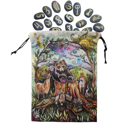 Eojpdji Tarot Beutel - Samtarner Tarotkartenhalter Mit Zugband | Würfelorganizer Mit Druck Auf Beiden Seiten Für Büro Reisen Camping Outdoor Küste Garten Alltag Schrank von Eojpdji