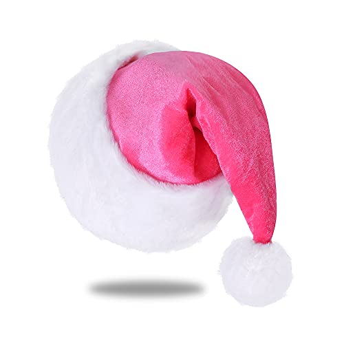 Eoocan Weihnachtsmütze für Kinder, Unisex, gemütlicher Samt, Rosa, extra dick, klassischer Plüschhut für Weihnachten, Neujahr, festliche Partys, Partyzubehör Eoocan Weihnachtsmütze für Kinder, Unisex, gemütlicher Samt, Rosa, extra dick, klassischer Plüschhut für Weihnachten, Neujahr, festliche Partys, Partyzubehör von Eoocan