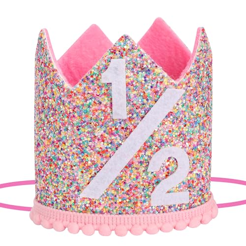 Eoopoon Krone für Baby 1/2 Geburtstag Regenbogen Krone Hut für Baby Rosa Krone Dekoration Eoopoon Krone für Baby 1/2 Geburtstag Regenbogen Krone Hut für Baby Rosa Krone Dekoration von Eoopoon