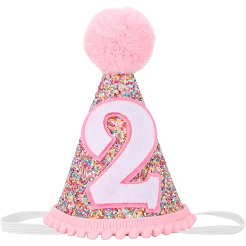 Eoopoon Regenbogen-Kegel-Geburtstagshut, glitzernder Geburtstagshut, 1/2 Geburtstag Kronenhut, perfekte Geburtstagsparty-Dekoration für Jungen und Mädchen (Kegel 2) von Eoopoon