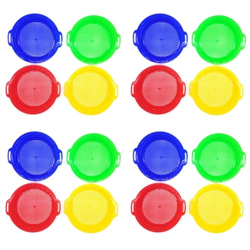 Eoslcusmvl 16PCS Stop Sand Sifter Siebe Spielzeug für Sand Beach 16Er Pack Set Rot Blau Gelb GrüN für Kinder Kinderspielzeug von Eoslcusmvl