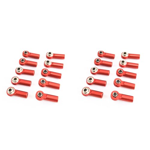 Eoslcusmvl 20 Stück Metall M2.5 Link Spur Stangen Kopf Gelenk für A959 12428 144001 C24 MN D90 MN99S RC Auto Teile, Rot von Eoslcusmvl