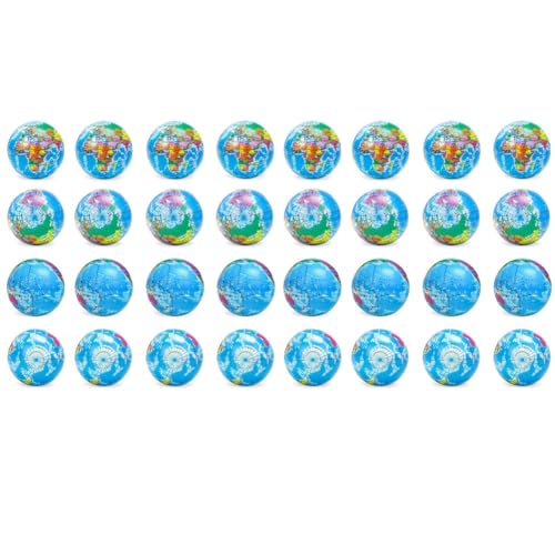 Eoslcusmvl 32 PCS Globe Squeeze Balls, 3 Earth Stress Relief Toys Squeeze Balls Educational Stress Balls für Finger Exercise von Eoslcusmvl