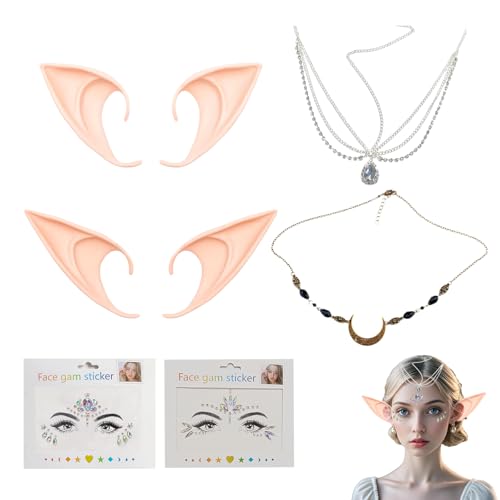 Elfenohren Set, Elfenohren Erwachsene, Elfen Kostüm Zubehör, Magischer Elfen Kostüm Set,Elfenohren und Kopfschmuck, Perfektes Accessoire für Karneval, Halloween und Cosplay Elfenohren Set, Elfenohren Erwachsene, Elfen Kostüm Zubehör, Magischer Elfen Kostüm Set,Elfenohren und Kopfschmuck, Perfektes Accessoire für Karneval, Halloween und Cosplay von Eowppue